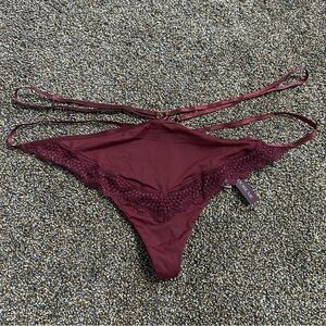 NWT Adore Me size 2X maroon strappy thong underwear sexy boudoir lingerie plus